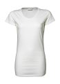 Dames T-shirt Extra Lang Stretch Tee Jays 455 White